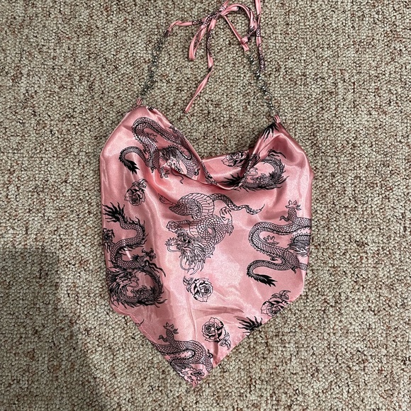 lace up silk bandana top - Picture 1 of 3